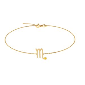 Scorpio Zodiac Sign Bracelet with 0.03 ct Citrine in 18K Gold