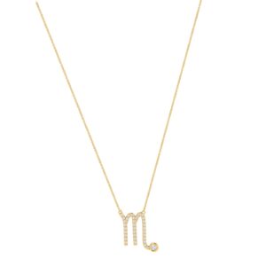 Scorpio Zodiac Sign Necklace with 0.119 ct Diamond in 18K Gold