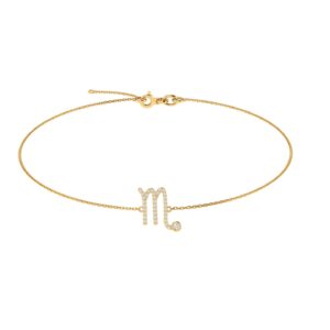 Scorpio Zodiac Sign Bracelet with 0.119 ct Diamond in 18K Gold