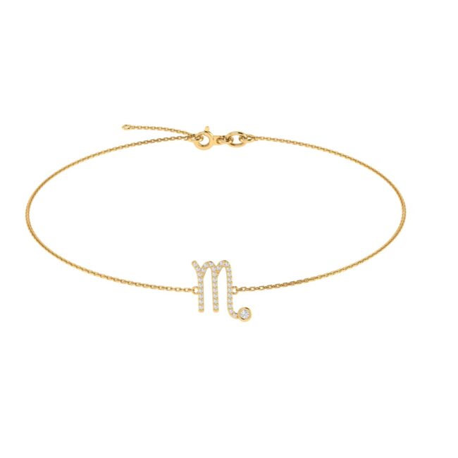 Scorpio Zodiac Sign Bracelet with 0.119 ct Diamond in 18K Gold