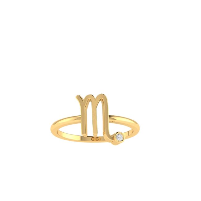 Scorpio Zodiac Sign Ring with 0.02 ct Diamond in 18K Gold