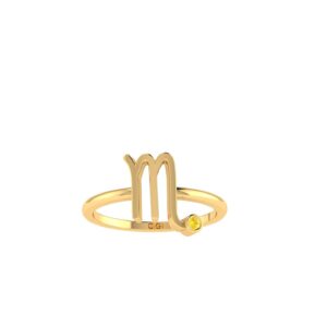 Scorpio Zodiac Sign Ring with 0.03 ct Citrine in 18K Gold