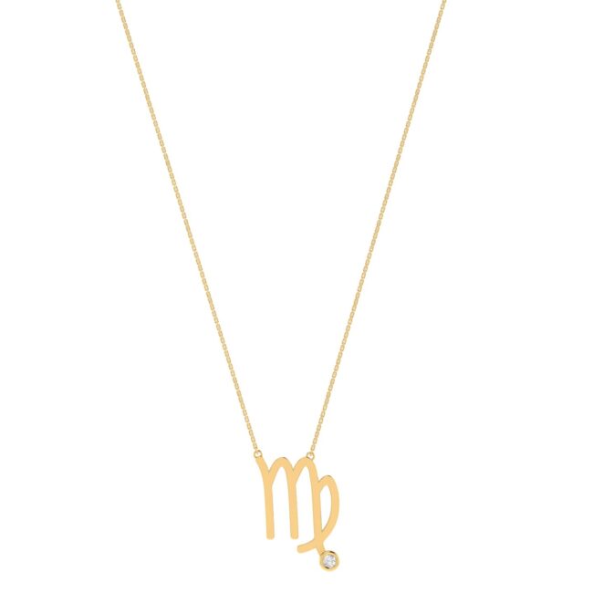 Virgo Zodiac Sign Necklace with 0.02 ct Diamond in 18K Gold