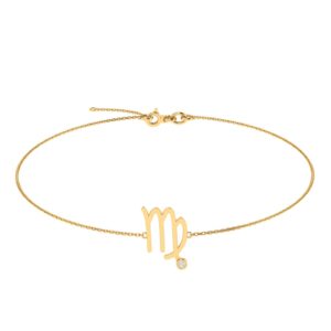 Virgo Zodiac Sign Bracelet with 0.02 ct Diamond in 18K Gold