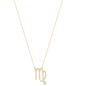 Virgo Zodiac Sign Necklace with 0.164 ct Diamond in 18K Gold
