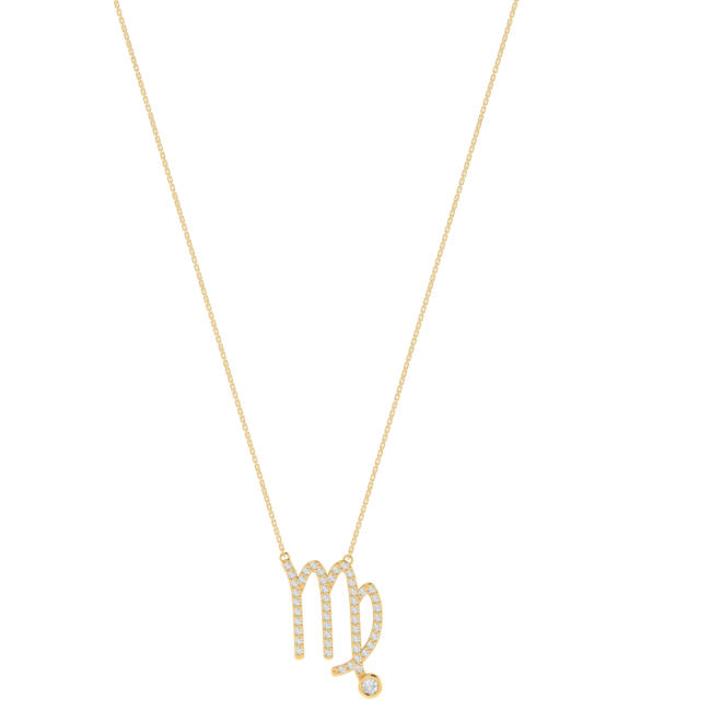 Virgo Zodiac Sign Necklace with 0.164 ct Diamond in 18K Gold