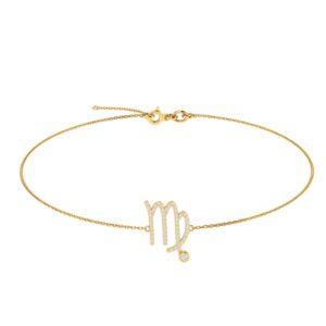 Virgo Zodiac Sign Bracelet with 0.164 ct Diamond in 18K Gold