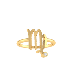 Virgo Zodiac Sign Ring with 0.02 ct Diamond in 18K Gold