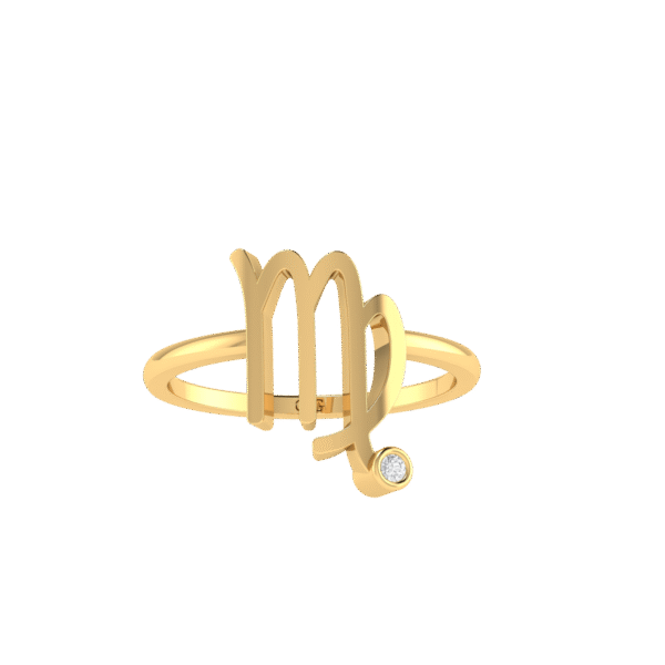 Virgo Zodiac Sign Ring with 0.02 ct Diamond in 18K Gold