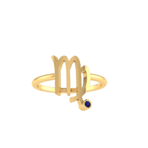 Virgo Zodiac Sign Ring with 0.04 ct Blue Sapphire in 18K Gold