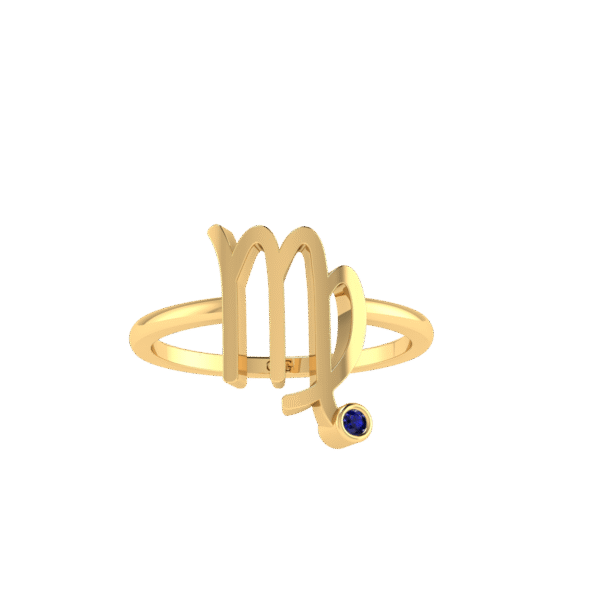 Virgo Zodiac Sign Ring with 0.04 ct Blue Sapphire in 18K Gold