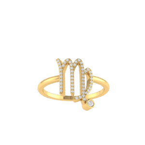 Virgo Zodiac Sign Ring with 0.17 ct Diamond in 18K Gold