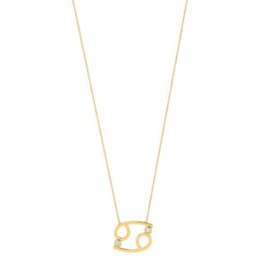 Cancer Zodiac Sign Necklace with 0.04 ct Diamond in 18K Gold