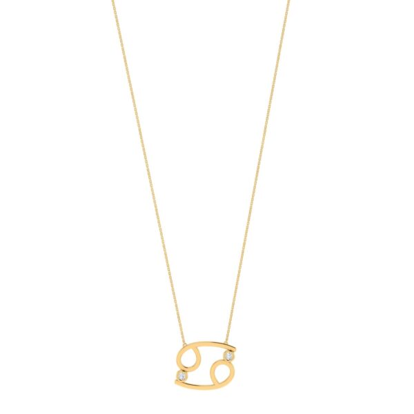 Cancer Zodiac Sign Necklace with 0.04 ct Diamond in 18K Gold