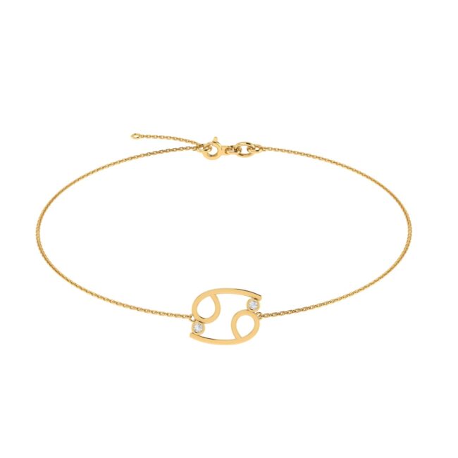 Cancer Zodiac Sign Bracelet with 0.04 ct Diamond in 18K Gold