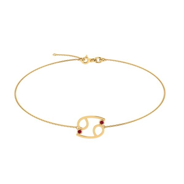 Cancer Zodiac Sign Bracelet with 0.08 ct Ruby in 18K Gold