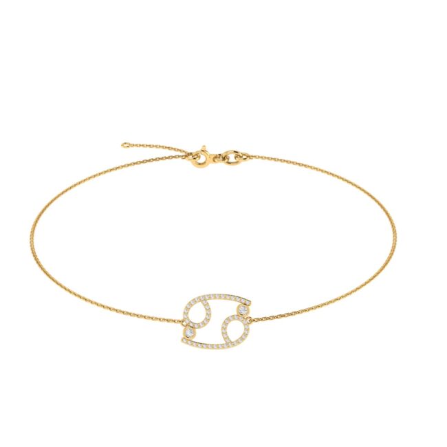 Cancer Zodiac Sign Bracelet with 0.184 ct Diamond in 18K Gold