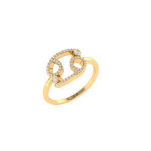 Cancer Zodiac Sign Ring with 0.184 ct Diamond in 18K Gold