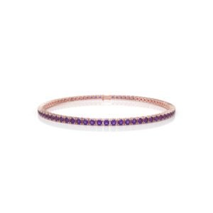 5.94 ct Amethyst Tennis Bracelet in 18K Gold (18cm) – 3MM Natural Diamond Purple Gemstone Bracelet UAE