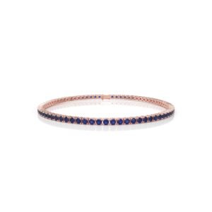 4.29 ct 18K Gold Natural Diamond Blue Sapphire Tennis Bracelet (18cm) – 2.5MM Round Cut Luxury Blue Gemstone Bracelet Dubai UAE