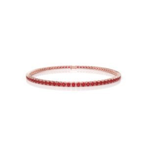 4.29 ct 18K Gold Natural Diamond Ruby Tennis Bracelet (18cm) – 2.5MM Round Cut Red Gemstone Luxury Bracelet Dubai UAE