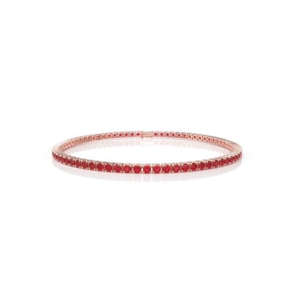 18K Gold Natural Ruby Tennis Bracelet (2.5 MM) - Image 3
