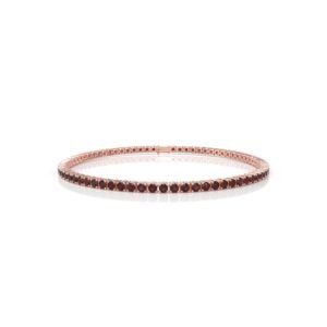 4.29 ct 18K Gold Natural Diamond Garnet Tennis Bracelet (18cm) – 2.5MM Round Cut Red Gemstone Luxury Bracelet Dubai UAE