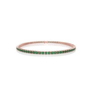 4.29 ct 18K Gold Natural Diamond Emerald Tennis Bracelet (18cm) – 2.5MM Round Cut Green Gemstone Luxury Bracelet Dubai UAE