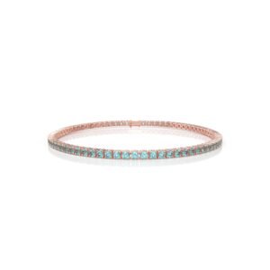 5.94 Carat Natural Diamond Aquamarine Tennis Bracelet in 18K Gold – 3MM Luxury Bracelet Dubai UAE