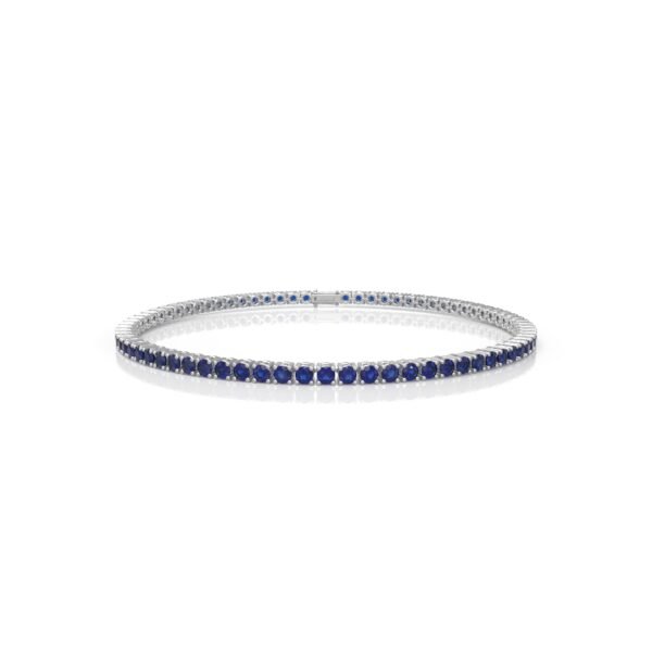 18K Gold Natural Blue Sapphire Tennis Bracelet (3 MM)