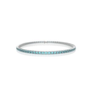18K Gold Natural Aquamarine Tennis Bracelet (2.5 MM)