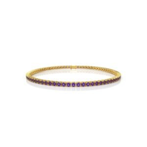 5.94 ct Amethyst Tennis Bracelet in 18K Gold (18cm) – 3MM Natural Diamond Purple Gemstone Bracelet UAE