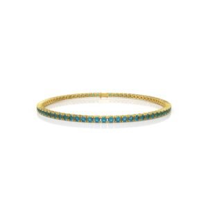 4.29 ct Blue Topaz Tennis Bracelet in 18K Gold (18cm) – 2.5MM Luxury Gemstone Bracelet UAE