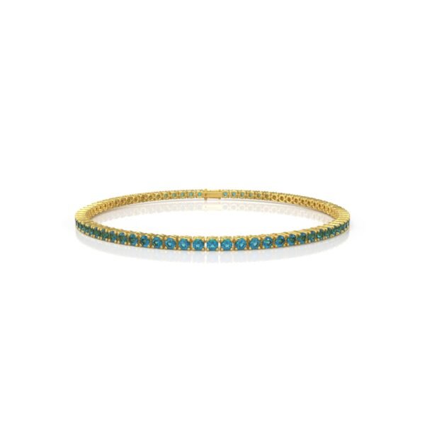 18K Gold Natural Blue Topaz Tennis Bracelet (3.25 MM) - Image 2