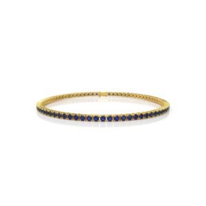 4.29 ct 18K Gold Natural Diamond Blue Sapphire Tennis Bracelet (18cm) – 2.5MM Round Cut Luxury Blue Gemstone Bracelet Dubai UAE
