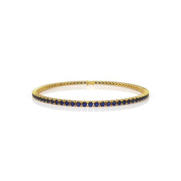 18K Gold Natural Blue Sapphire Tennis Bracelet (3 MM) - Image 2