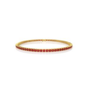 4.29 ct 18K Gold Natural Diamond Ruby Tennis Bracelet (18cm) – 2.5MM Round Cut Red Gemstone Luxury Bracelet Dubai UAE