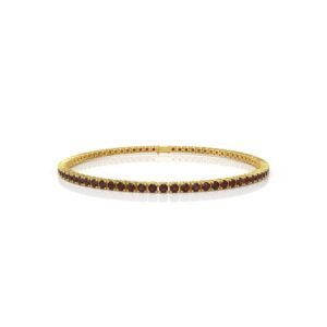 4.29 ct 18K Gold Natural Diamond Garnet Tennis Bracelet (18cm) – 2.5MM Round Cut Red Gemstone Luxury Bracelet Dubai UAE