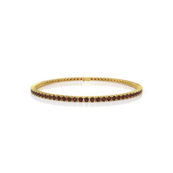 18K Gold Natural Garnet Tennis Bracelet (3.15 MM) - Image 2