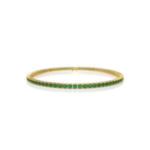 4.29 ct 18K Gold Natural Diamond Emerald Tennis Bracelet (18cm) – 2.5MM Round Cut Green Gemstone Luxury Bracelet Dubai UAE