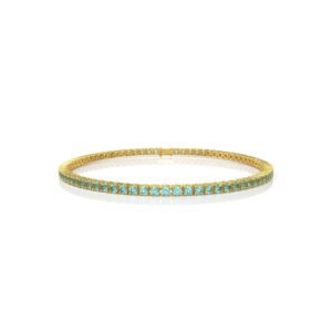 5.94 Carat Natural Diamond Aquamarine Tennis Bracelet in 18K Gold – 3MM Luxury Bracelet Dubai UAE
