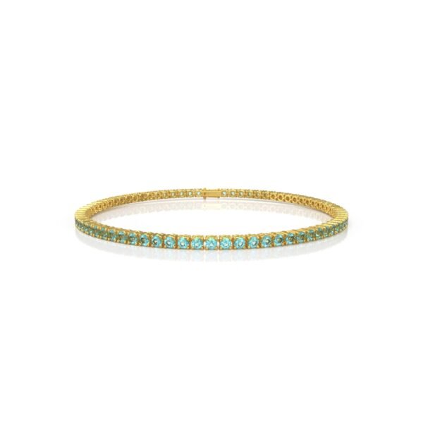 18K Gold Natural Aquamarine Tennis Bracelet (2.75 MM) - Image 2