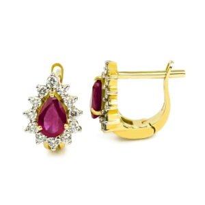 Ruby Diamonds Pear-cut Earrings in 18K Gold