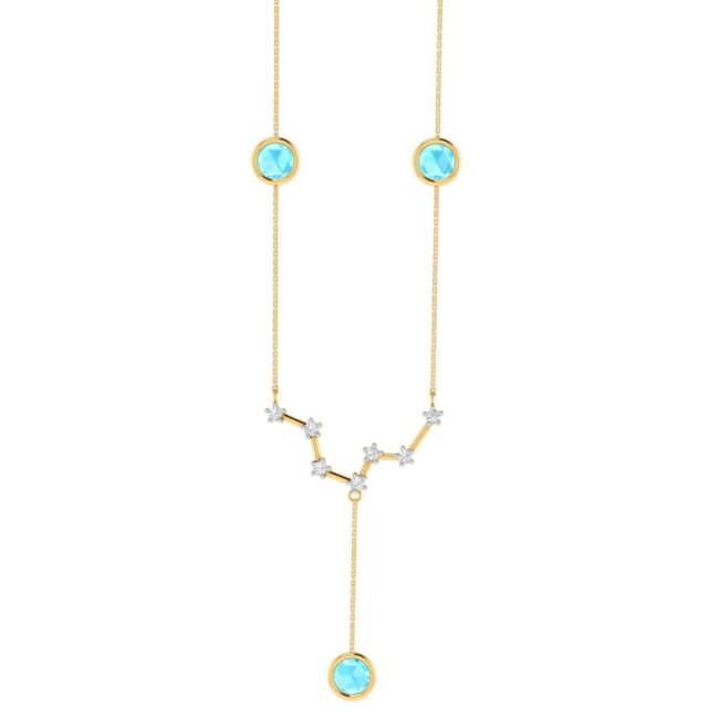 Pisces Necklace with 0.75 ct Aquamarine and 0.1 ct Diamond in 18K Gold