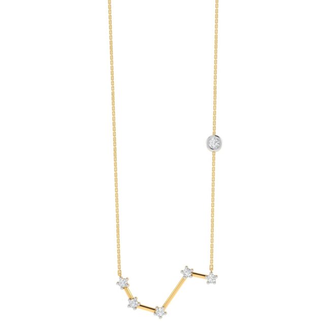 Aries Constellations Necklace with 0.1 ct Diamond in 18K Gold