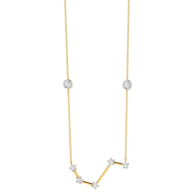 Aries Constellations Necklace with 0.13 ct Diamond in 18K Gold