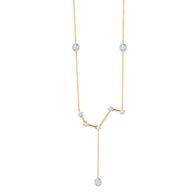 Aries Constellations Necklace with 0.16 ct Diamond in 18K Gold