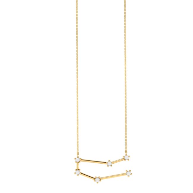 Gemini Constellations Necklace with 0.04 ct Pearl in 18K Gold