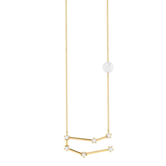 Gemini Constellations Necklace with 0.28 ct Pearl in 18K Gold