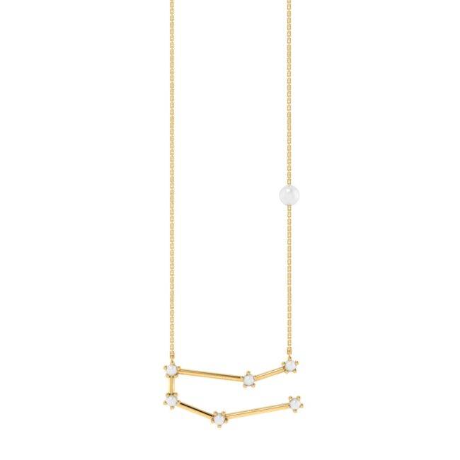 Gemini Constellations Necklace with 0.08 ct Pearl in 18K Gold